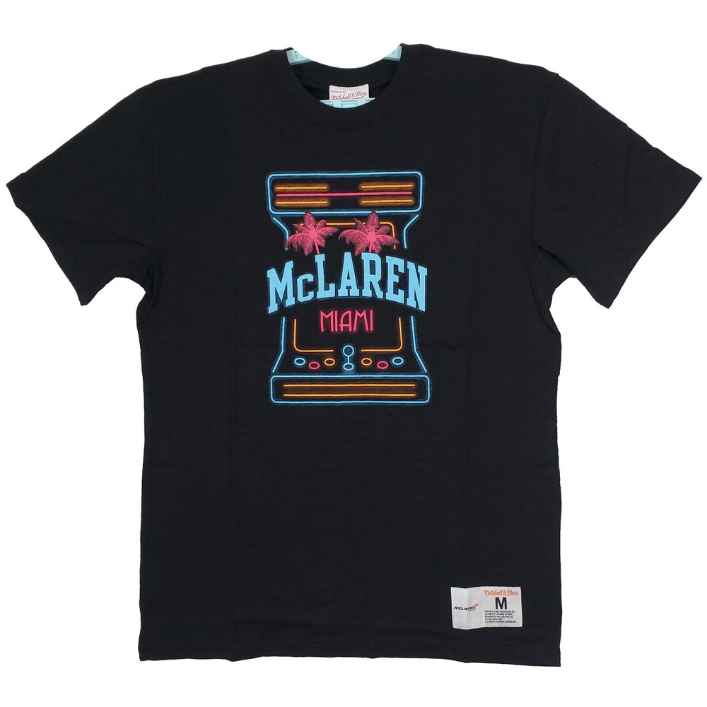 McLaren Racing Mitchell‎ & Ness Medium Shirt Miami Neon Sign Art Black NWT